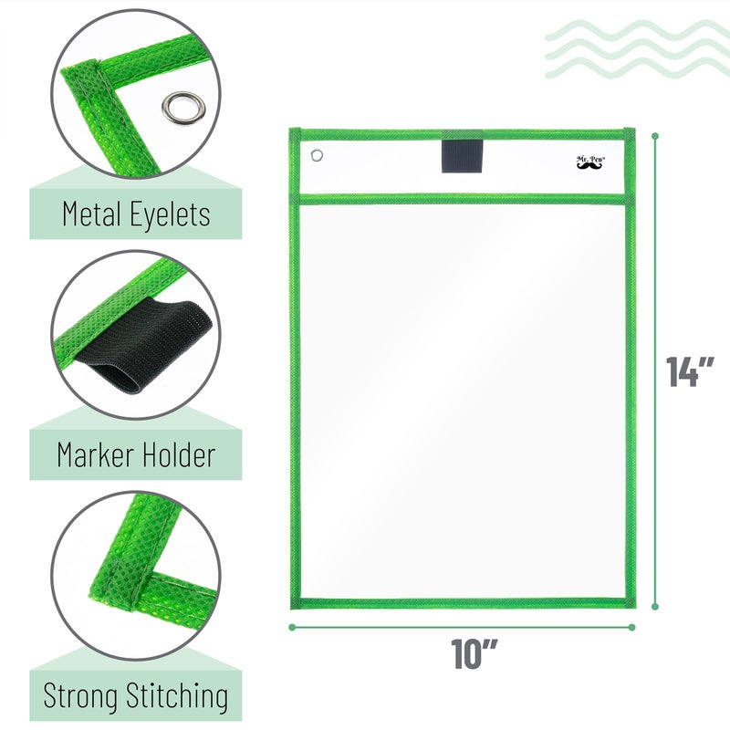 Mr. Pen Pocket Sleeves - 10x14 Inch, Pack of 24 - Colorful, Reusable, Clear Plastic Sleeves for Dry Erase Sheets - Image 3